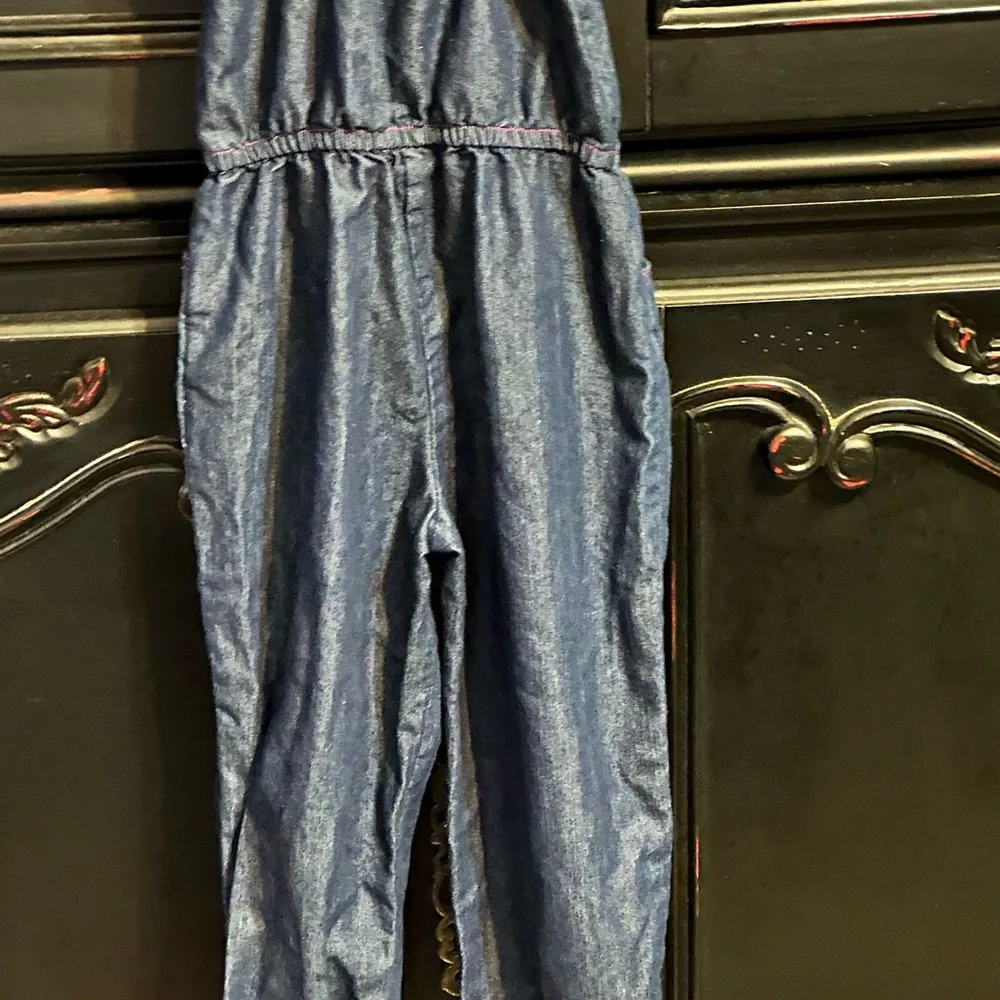 Hello Kitty Girls Denim Jumpsuit with spaghetti straps young girls size 6 - Picture 5 of 12